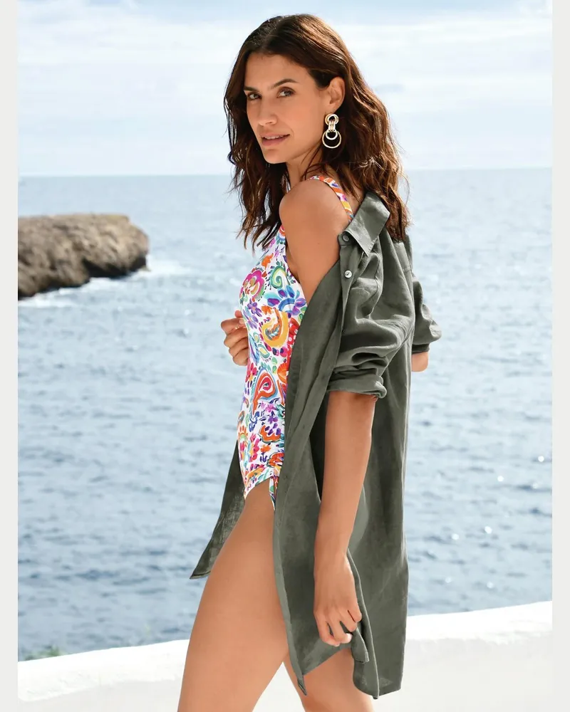 Peter Hahn Long-Bluse aus 100% Leinen  grün Grün