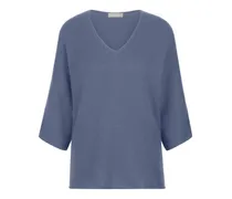 V-Pullover aus 100% Kaschmir  blau