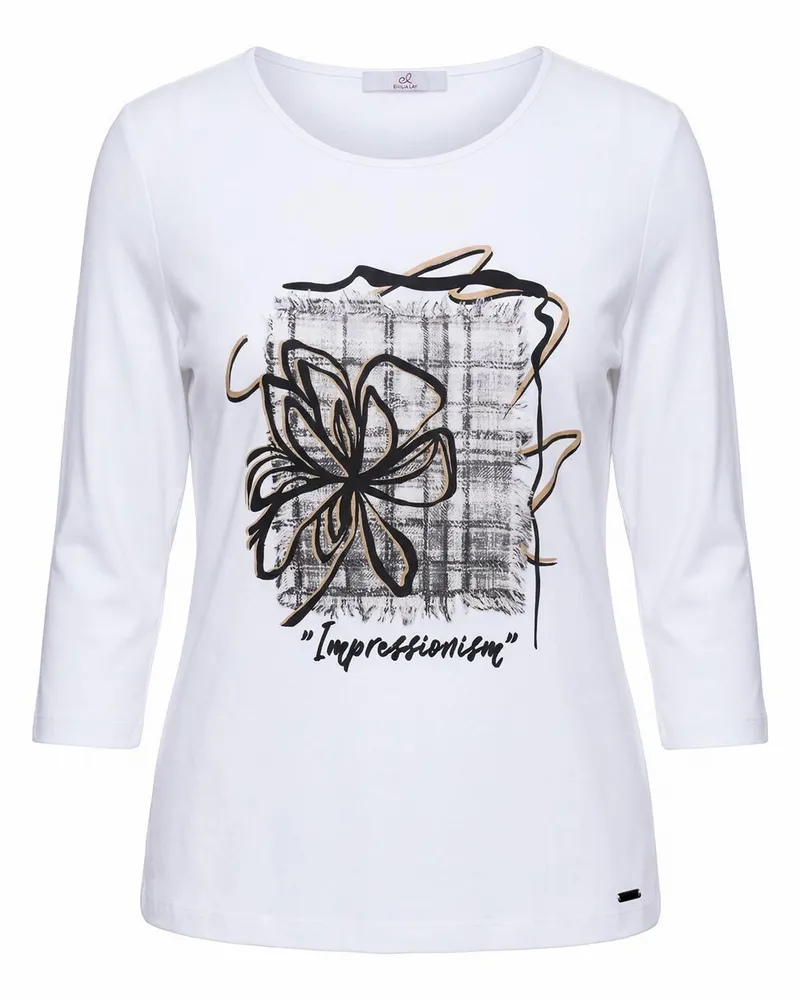 Emilia Lay Rundhals-Shirt 3/4-Arm  weiss Weiss
