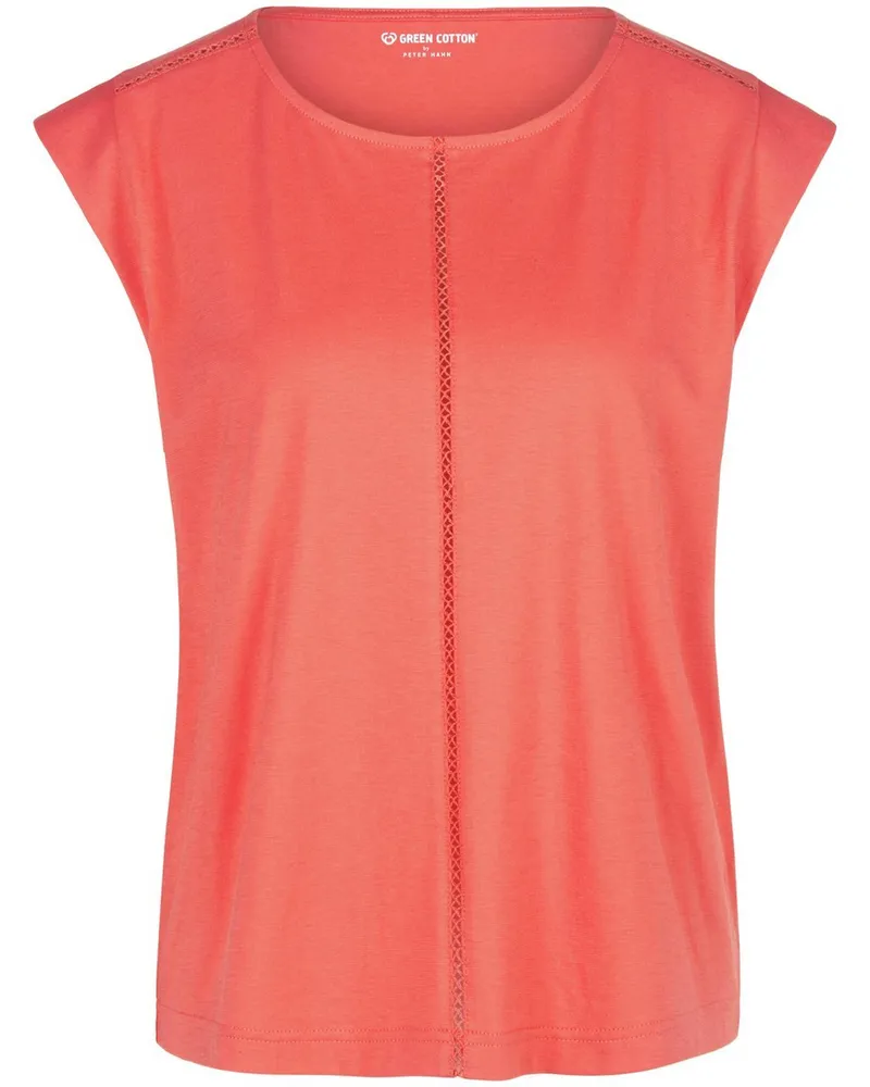 Green Cotton Rundhals-Shirt Anne Sofie  orange Orange