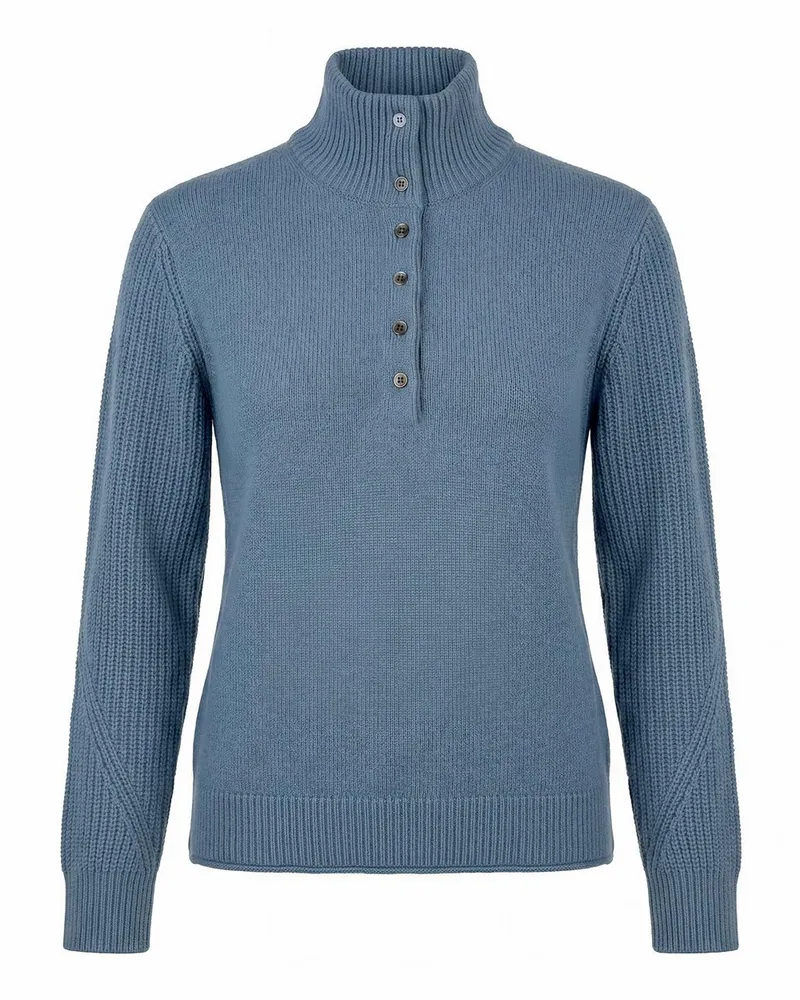 Peter Hahn Pullover Stehkragen  blau Blau