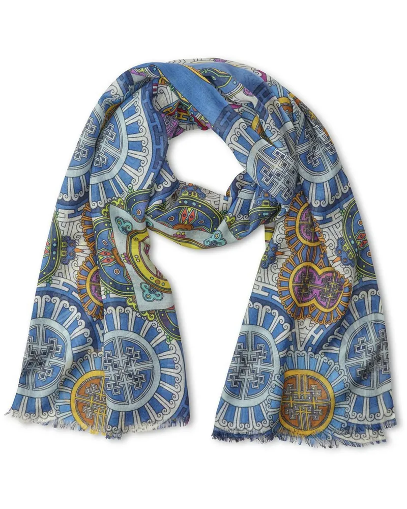 Peter Hahn Schal aus Seide und Kaschmir  blau Blau