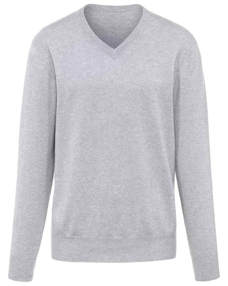 Peter Hahn V-Pullover aus 100% Premium-Kaschmir  Cashmere grau Grau