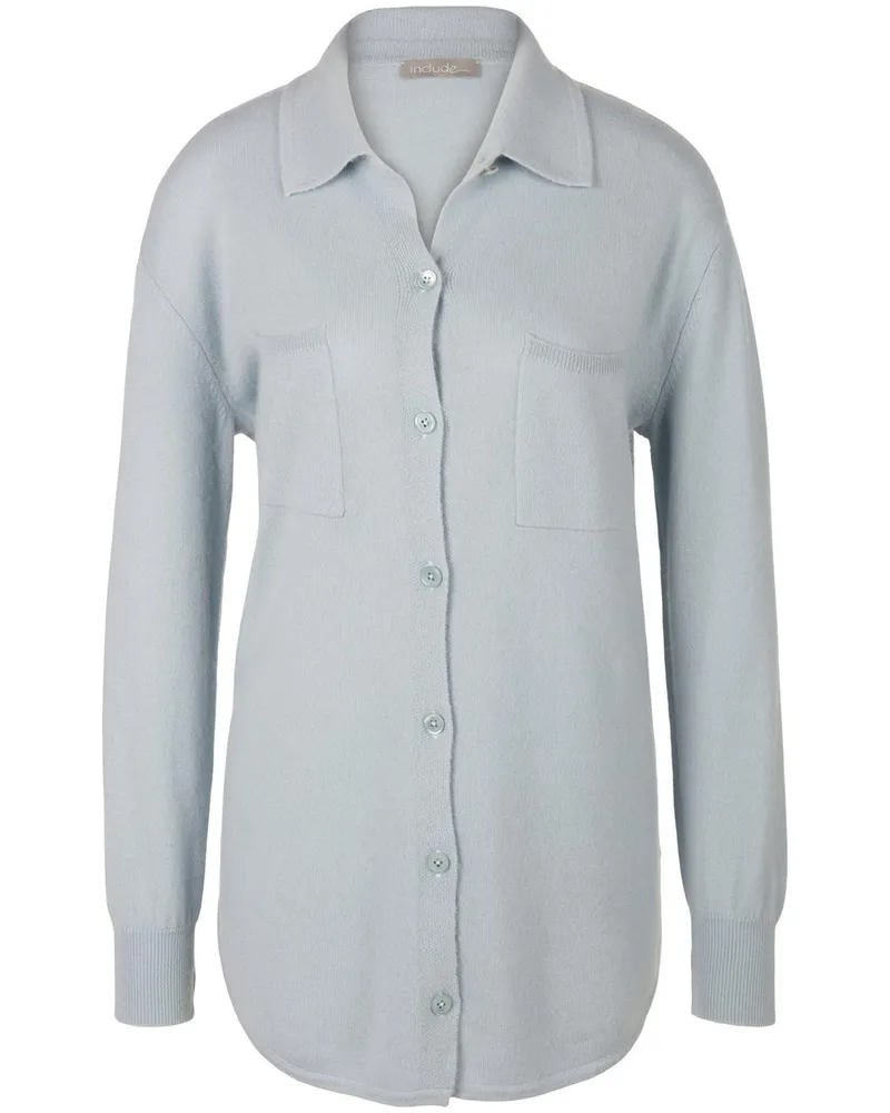 Include Strickhemd Polo-Kragen  blau Blau