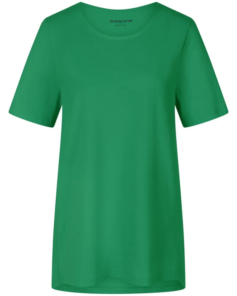 Green Cotton Rundhals-Shirt Benedikte  grün Grün