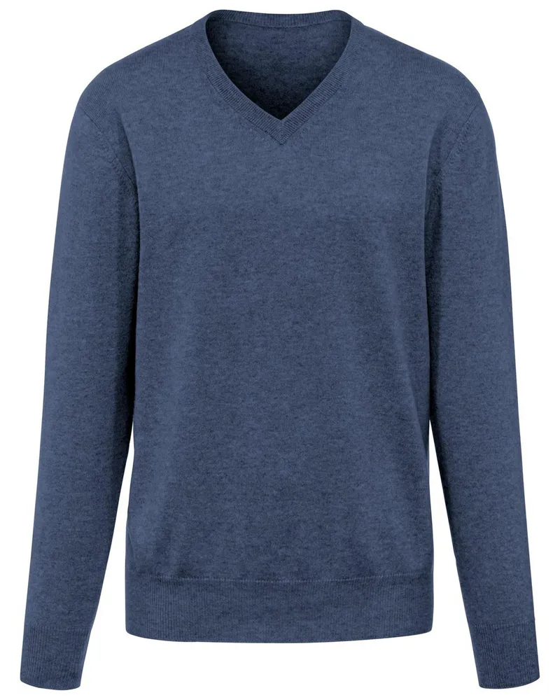 Peter Hahn V-Pullover aus 100% Premium-Kaschmir  Cashmere blau Blau