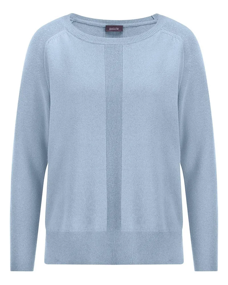 Basler Rundhals-Pullover 1/1-Raglanarm  blau Blau