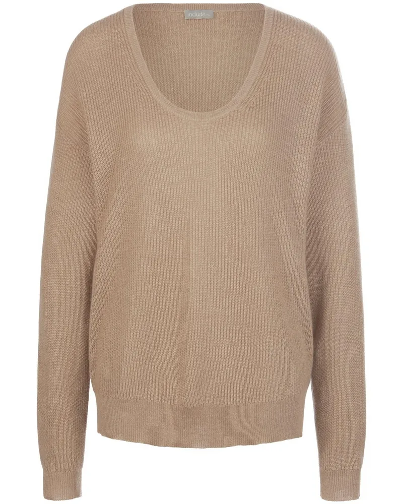 Include Rundhals-Pullover aus Seide und Kaschmir  beige Beige