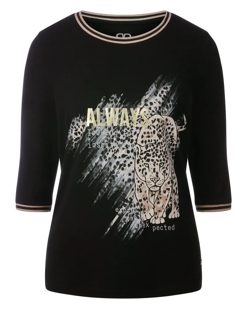Basler Leicht tailliertes Rundhals-Shirt  schwarz Schwarz