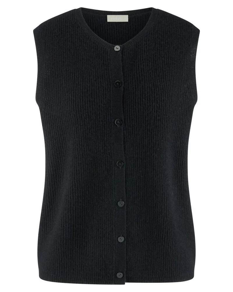 Peter Hahn Strickweste Rundhals-­Ausschnitt  schwarz Schwarz