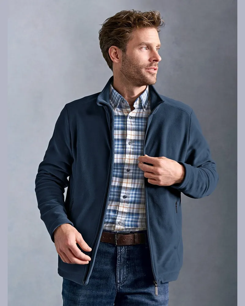 Peter Hahn Fleece-Jacke Stehkragen  blau Blau