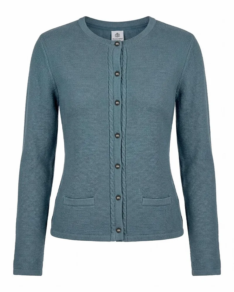 Hammerschmid Strickjacke Rundhals-Ausschnitt  türkis Türkis
