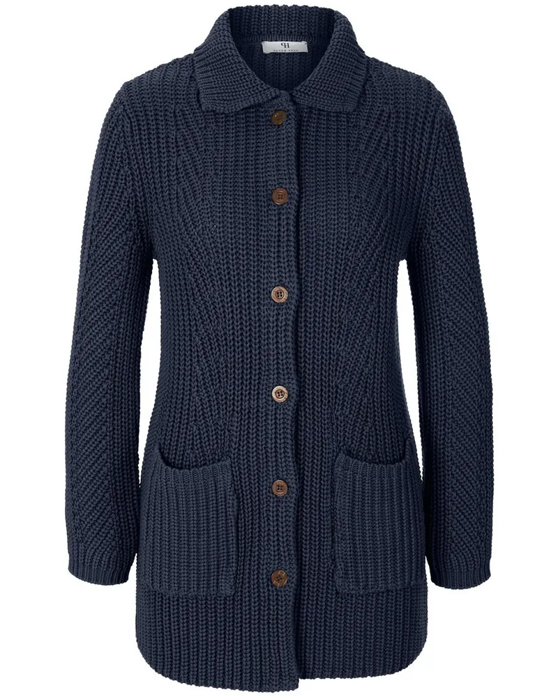 Peter Hahn Long-Strickjacke  blau Blau