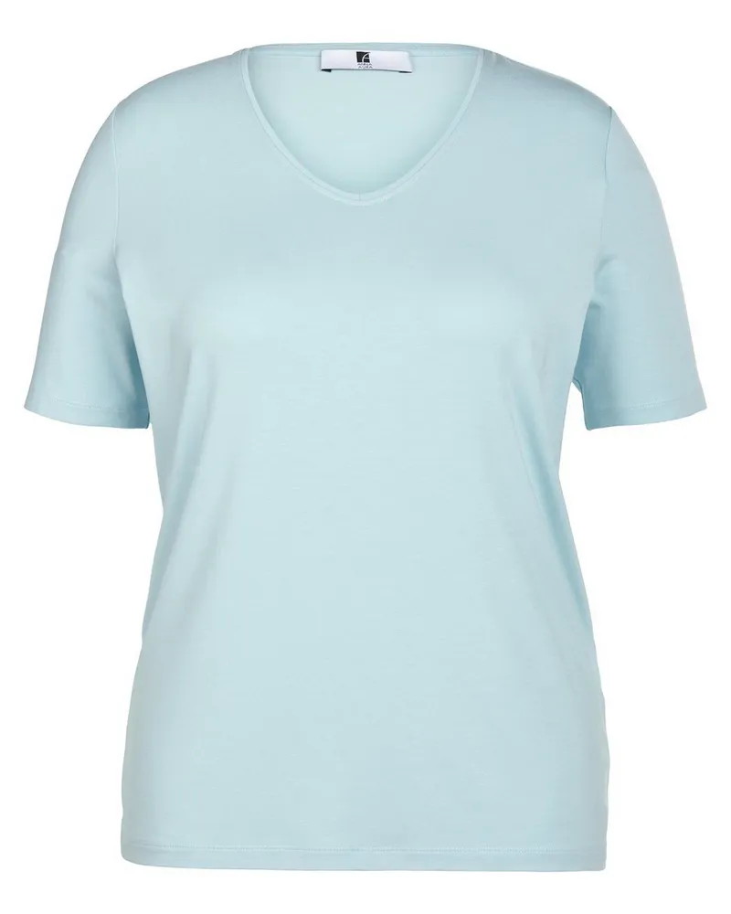 Anna Aura Shirt gerundetem V-Ausschnitt  blau Blau