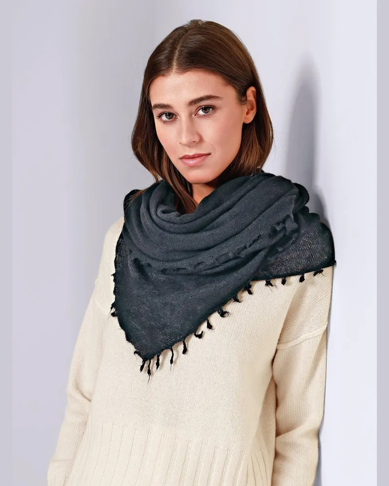 Peter Hahn Strickschal aus 100% Premium-Kaschmir  Cashmere schwarz Schwarz
