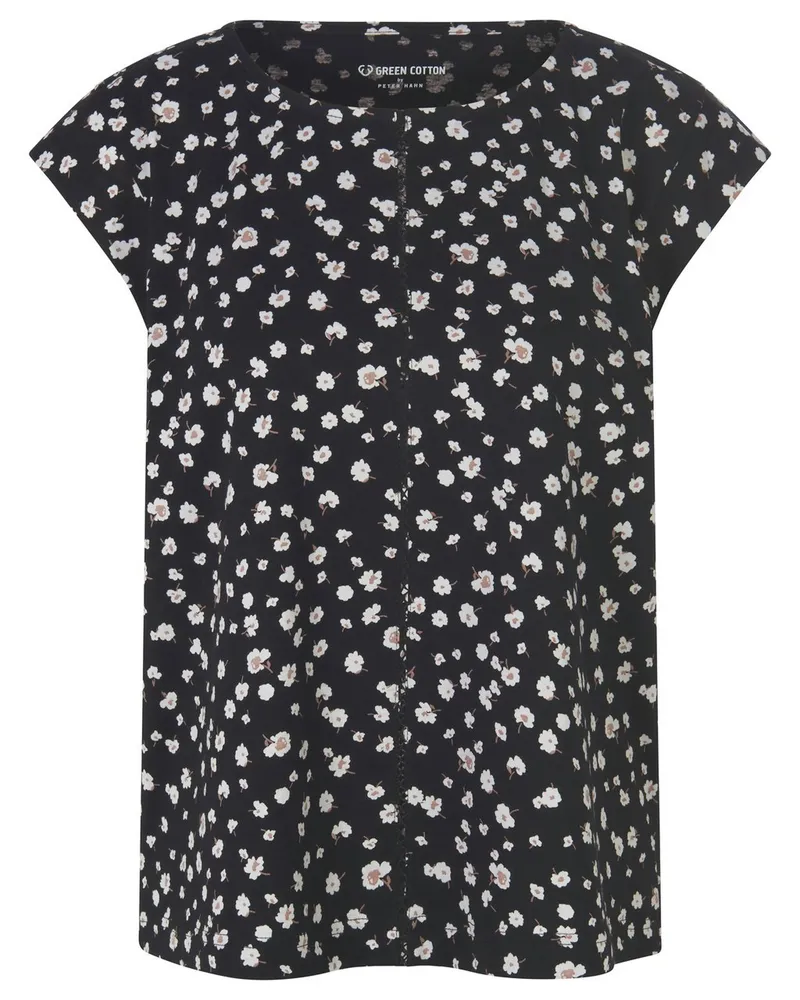 Green Cotton Rundhals-Top Anne Sofie  schwarz Schwarz
