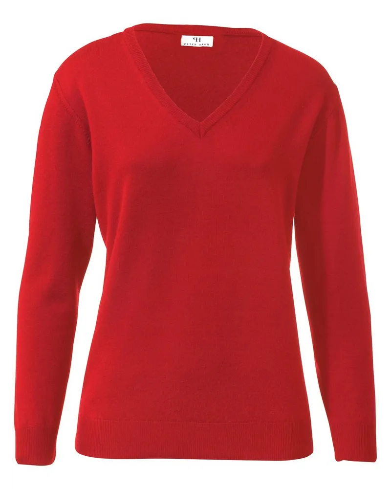 Peter Hahn V-Pullover aus 100% Schurwolle Pure Tasmanian Wool  rot Rot