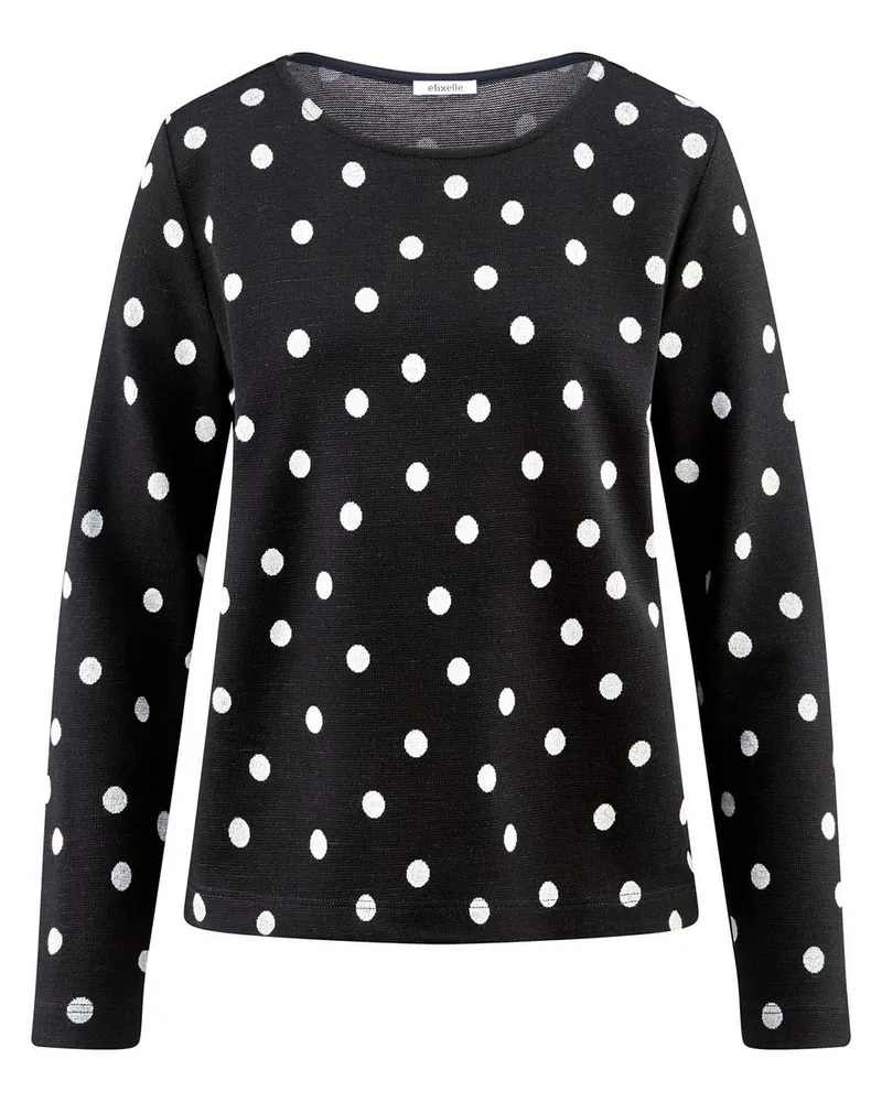 Efixelle Strickshirt Rundhals-Ausschnitt  schwarz Schwarz
