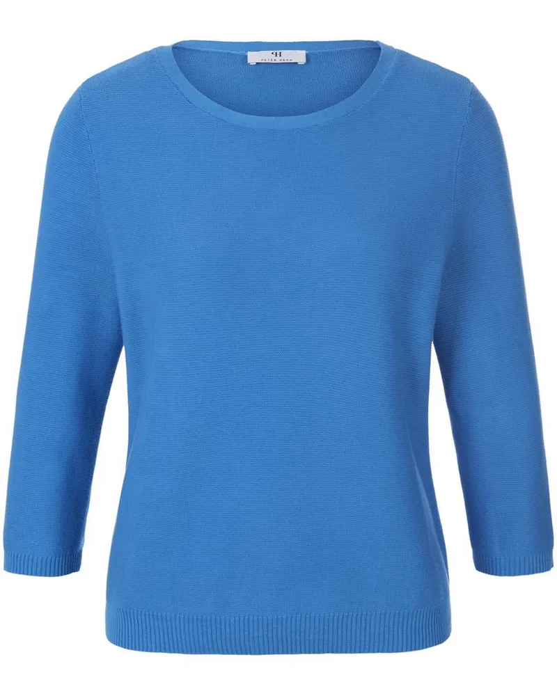 Peter Hahn Rundhals-Pullover 3/4-Arm aus 100% SUPIMA®-Bau  blau Blau