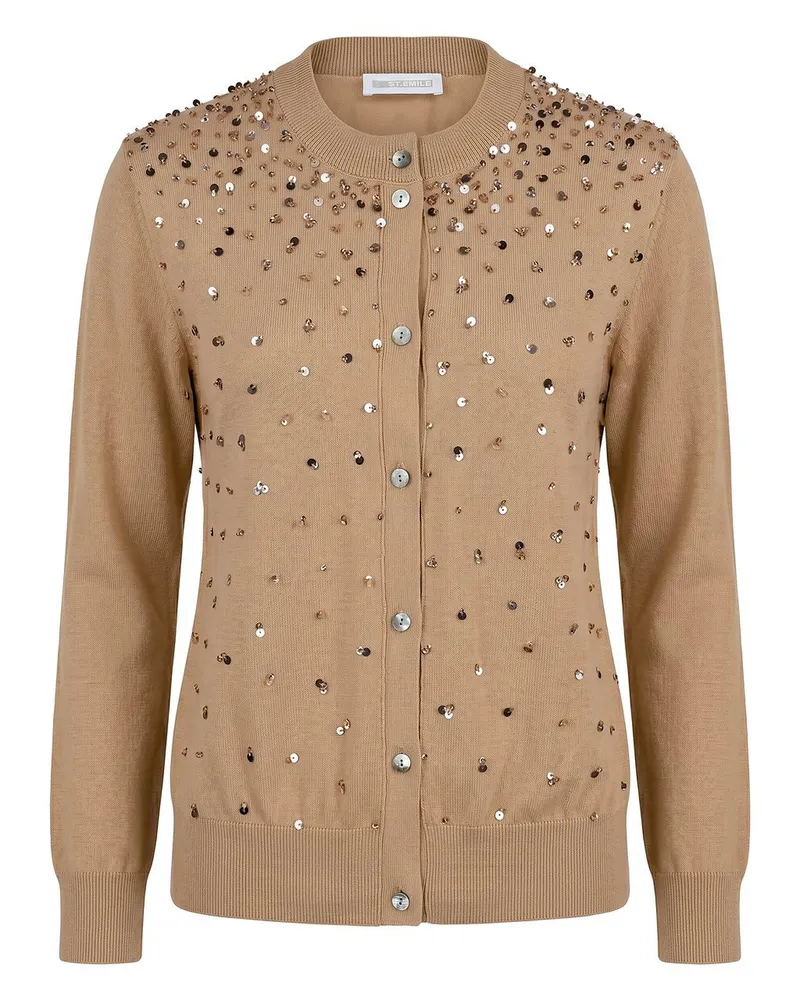 St. Emile Strickjacke Rundhals-Ausschnitt  beige Beige