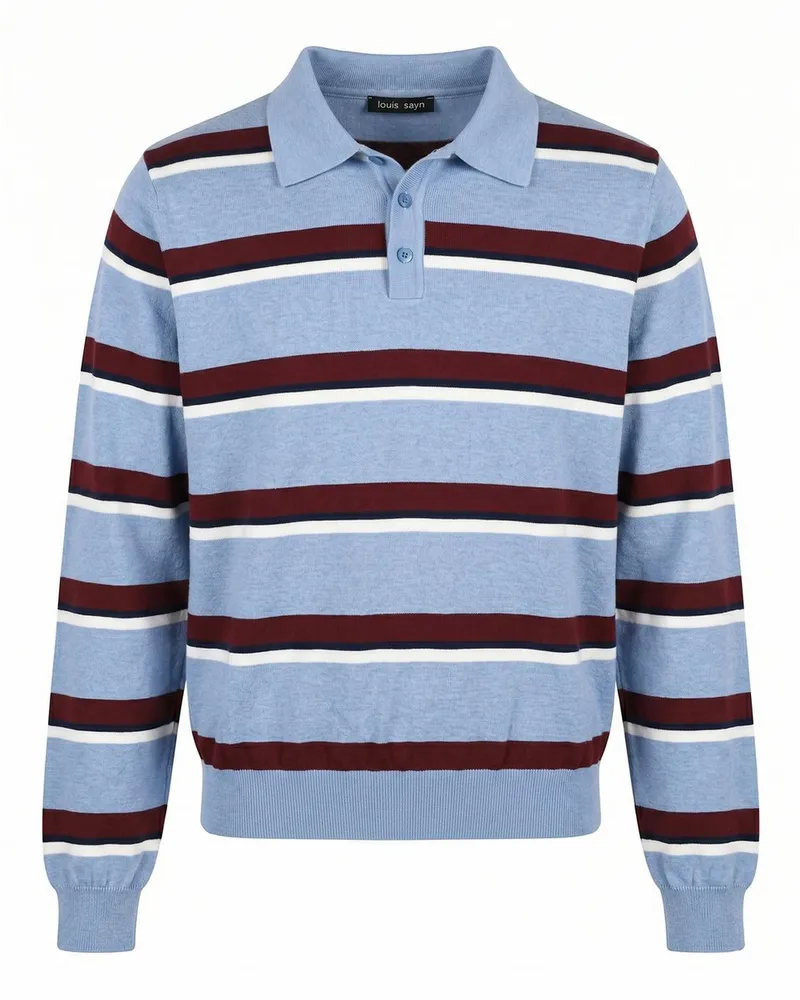 Louis Sayn Polo-Pullover kurzer Knopfleiste  blau Blau