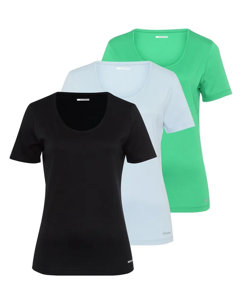 St. Emile Rundhals-Shirt im 3er-Set  blau Blau