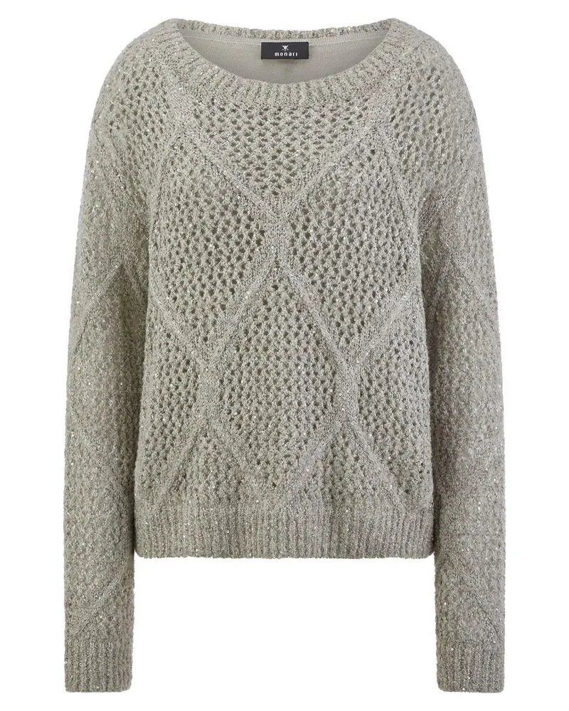 monari Rundhals-Pullover  grau Grau