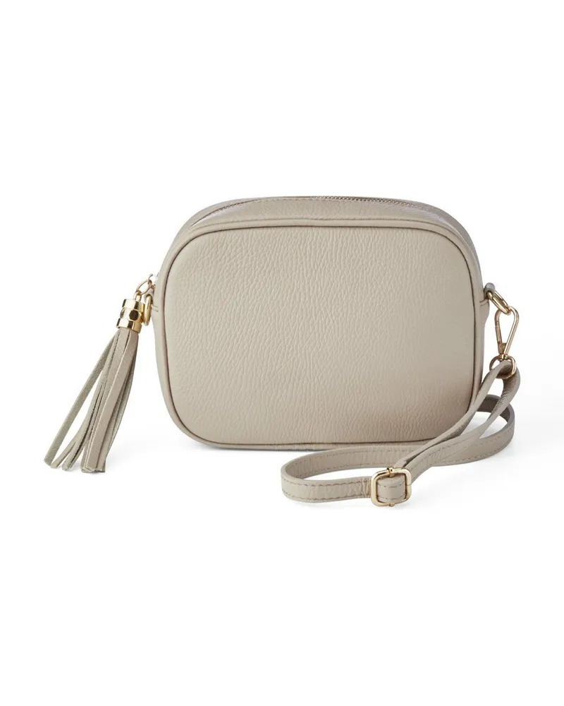 Peter Hahn Umhängetasche aus genarbtem Rindsleder  beige Beige