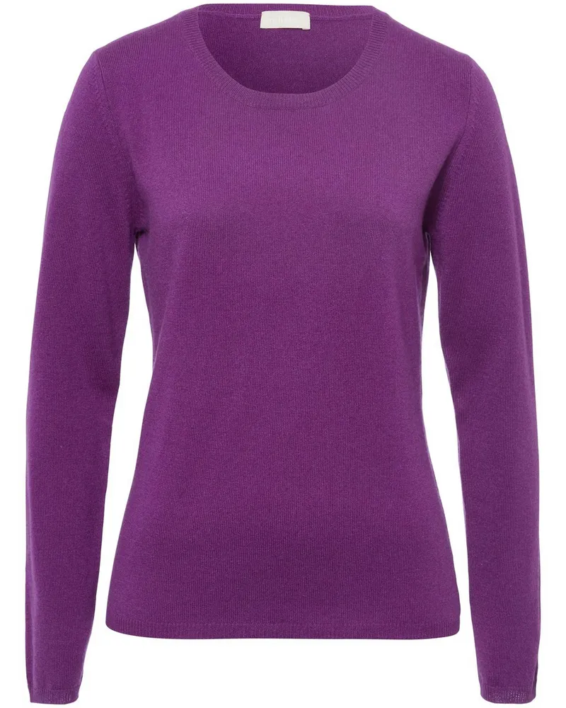 Include Rundhals-Pullover aus Schurwolle und Kaschmir  lila Lila