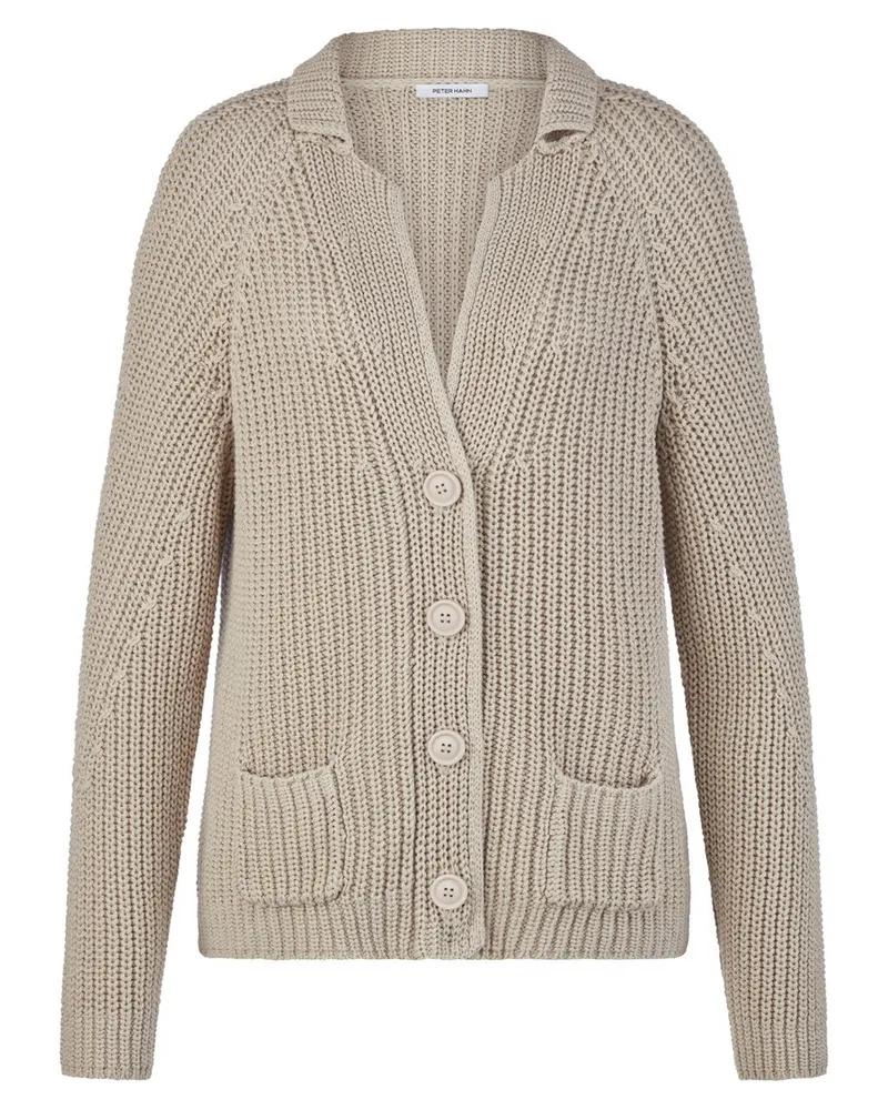 Peter Hahn Strickblazer Revers­kragen  beige Beige