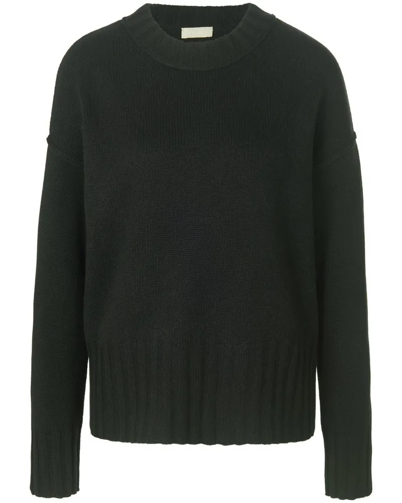 Include Rundhals-Pullover aus Schurwolle und Kaschmir  schwarz Schwarz