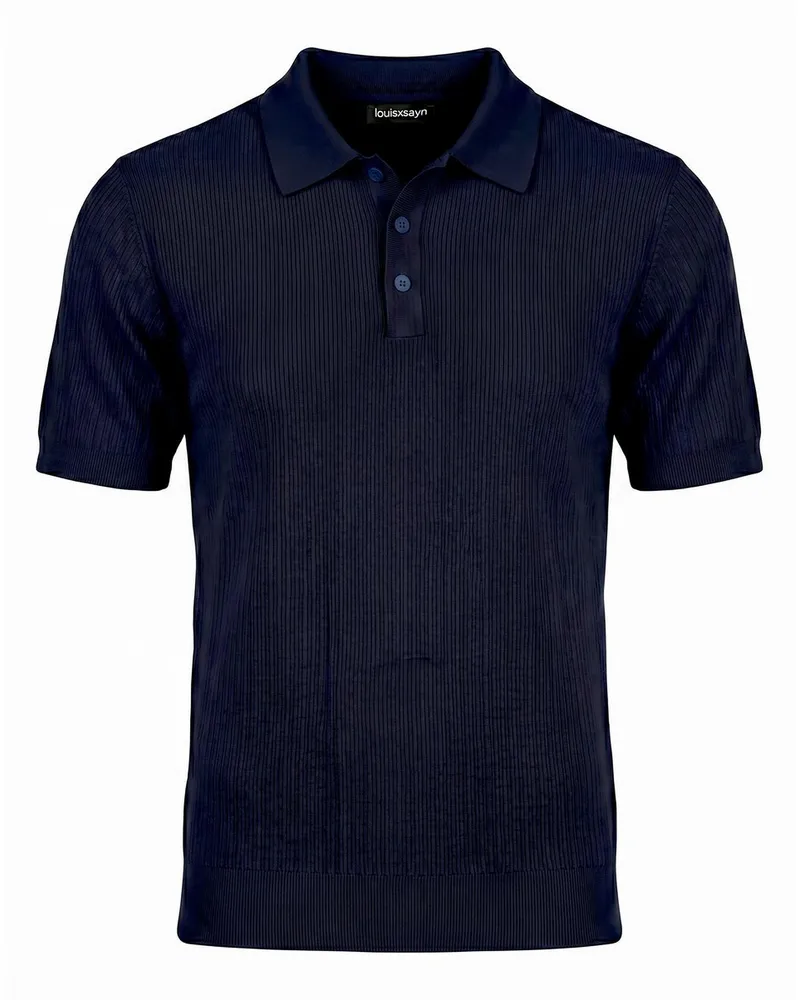Louis Sayn Polo-Strickshirt kurzer Knopfleiste  blau Blau