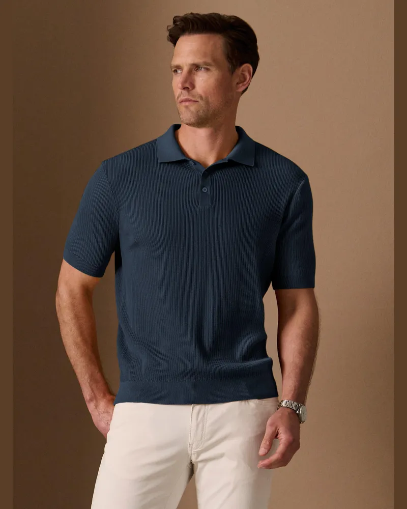Louis Sayn Polo-Strickshirt kurzer Knopfleiste  blau Blau