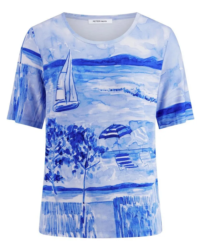 Peter Hahn Rundhals-Shirt  blau Blau