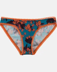 Vatter Bikini Slip "Steady Suzie" Orange Flowers Petrol