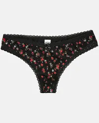 Vatter Brazilian Slip "Little Lucy" Small Flowers Schwarz