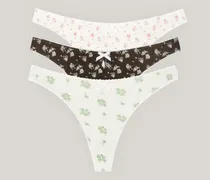 Pointelle Strings (3er-Pack) - Neutrale Muster