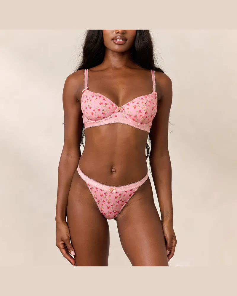 Lounge Rosebud Gerippter Balcony BH - Florales Rosa Pink