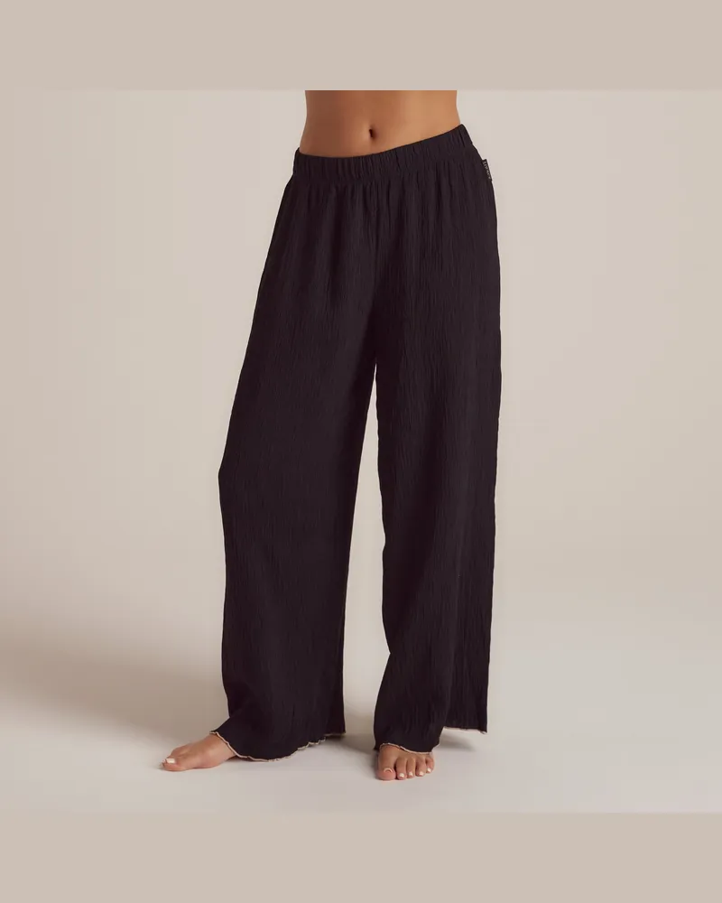 Lounge Crinkle Pyjamahose - Schwarz Schwarz