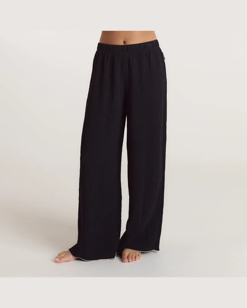 Lounge Crinkle Pyjamahose - Schwarz Schwarz