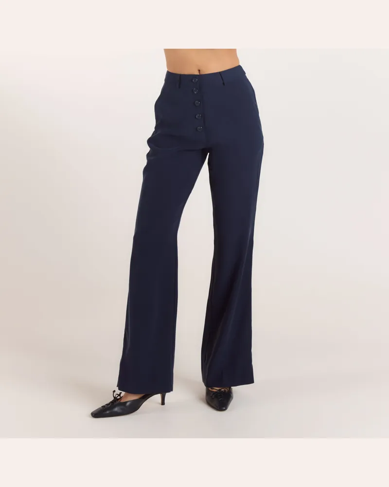 Lounge Gerade Hose im 90s-Style - Marineblau Regular Navy