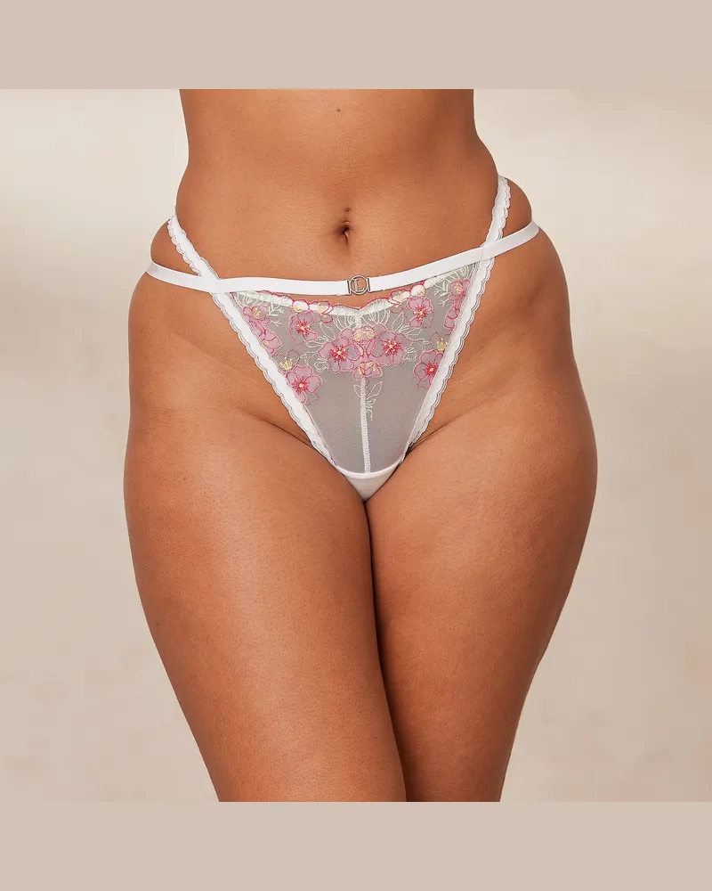 Lounge Ditsy Embroidered G-string - Weiß White