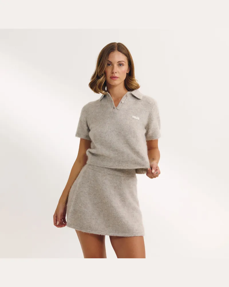 Lounge Gestrickter Poloshirt - Hellbraun Brown