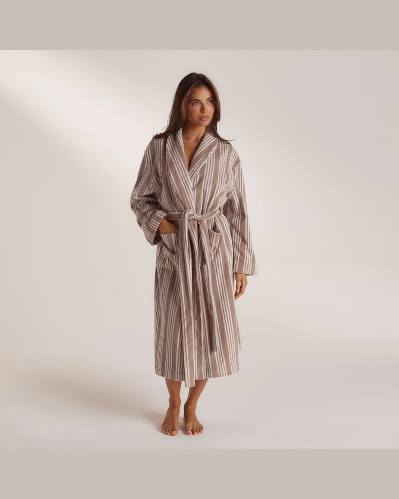 Lounge Frotteebademantel - Streifenmalz Das perfekte Geschenk für sie Brown