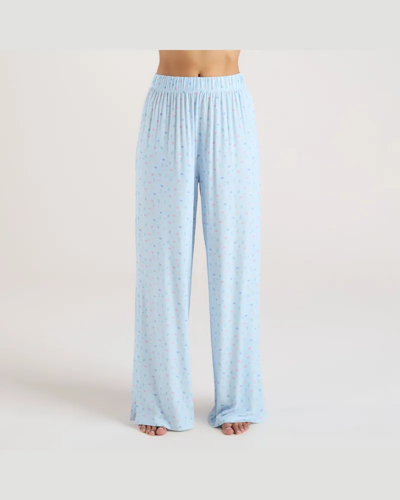 Lounge Modal Pyjama-Unterteil - Florales Blau Blue