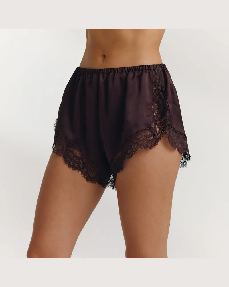 Lounge Satin Pyjama-Shorts - Schokolade Das perfekte Geschenk für sie Brown