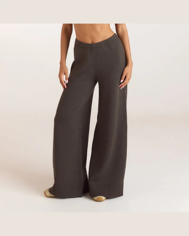 Lounge Strickhose mit weitem Bein - Moosgrün Petite Green