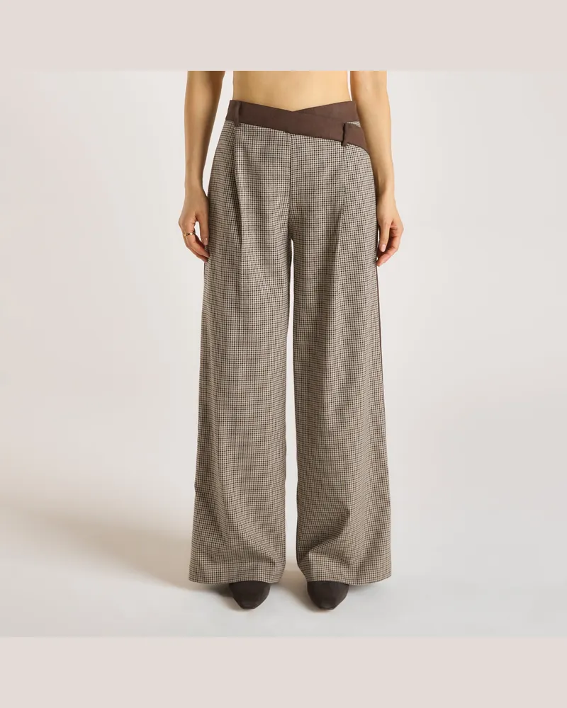 Lounge Hahnentrittmuster-Hose - Braun Brown