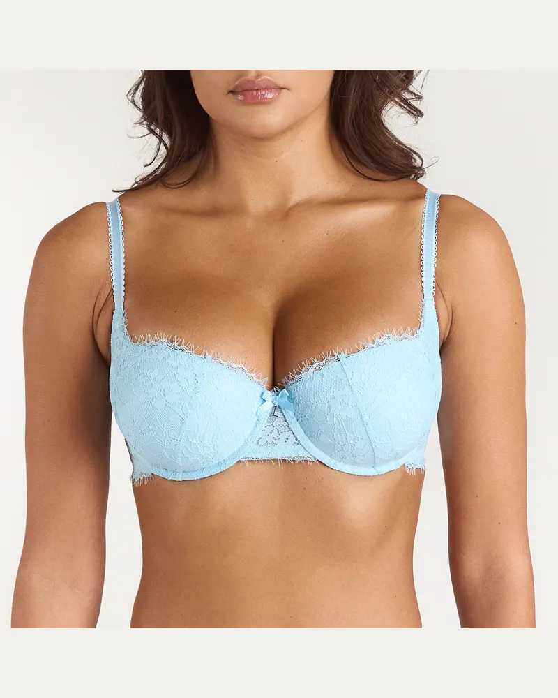 Lounge Spitzen-BH mit Extremem Push-Up - Blau Blue