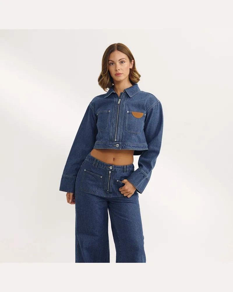 Lounge Oversize-Denimjacke - Blau Blue